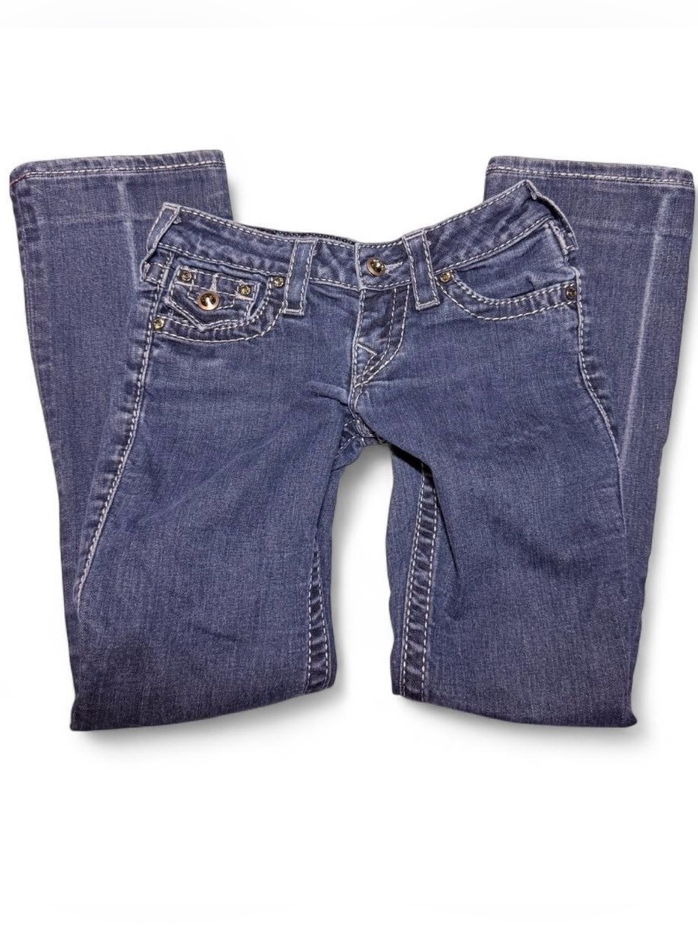 True Religion Women's Boot Cut Denim Jeans in Dark Blue Y2K